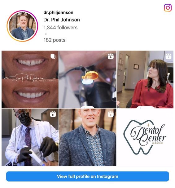 Screenshot of Dr. Phil Johnson's Instagram page